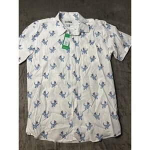 Tipsy Elves Dinosaur Hawaiian Shirt Short‎ Sleeve Button Down Size XL